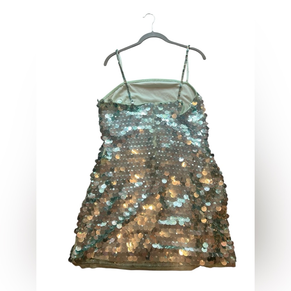 NWT Mac Duggal Mint Slim Strap Paillette Sequin Mini Dress Women (M)10033 - Picture 3 of 14